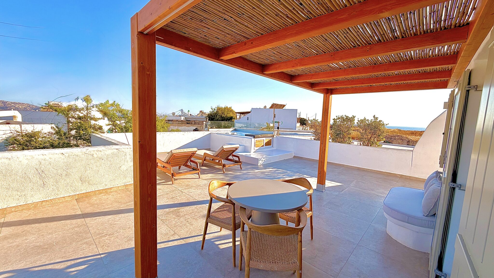 Pergola dining table on the terrace
