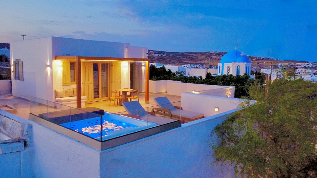 Aerial view of Koufonisia and Aeris Suites