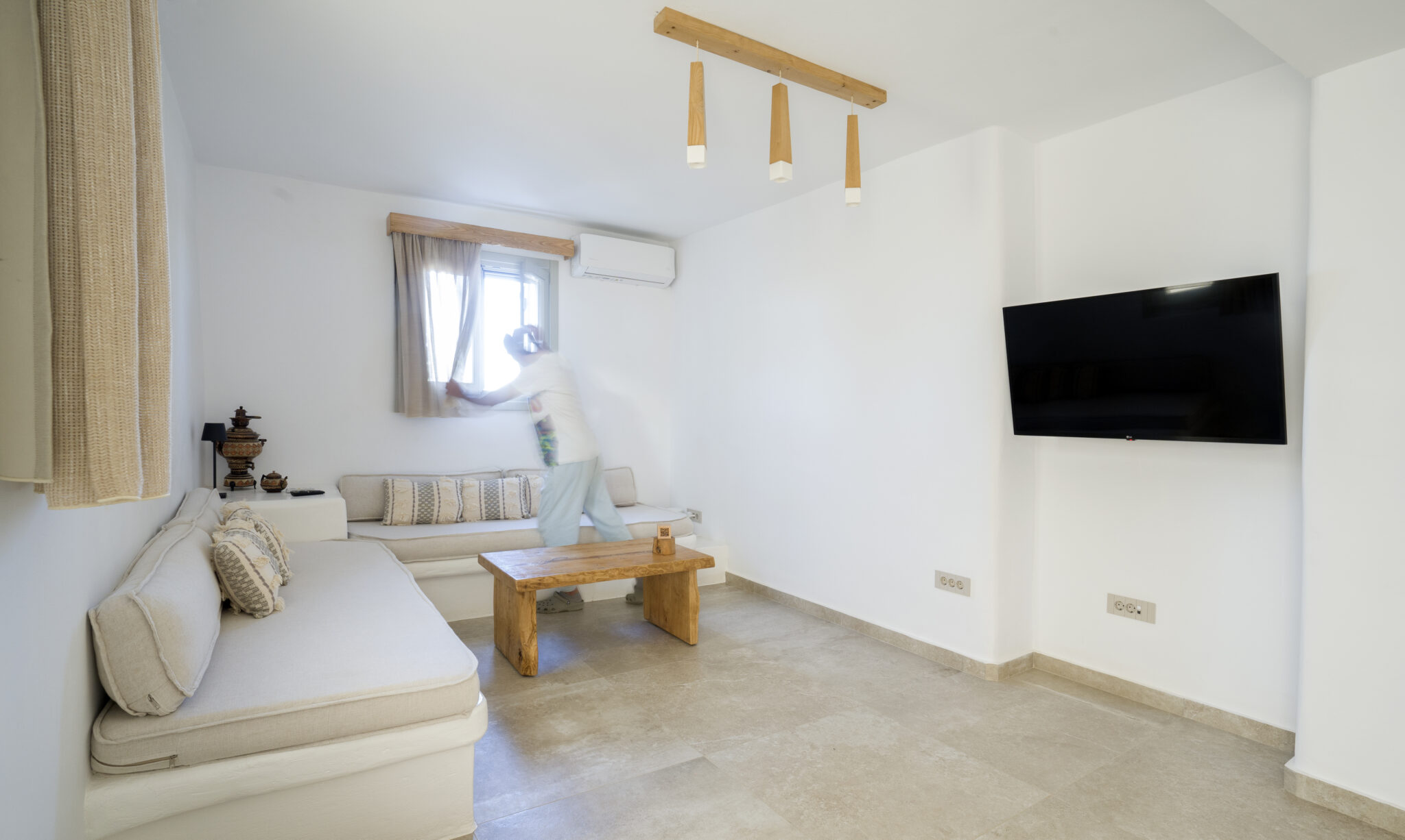 Living room, earth-sheltered villa