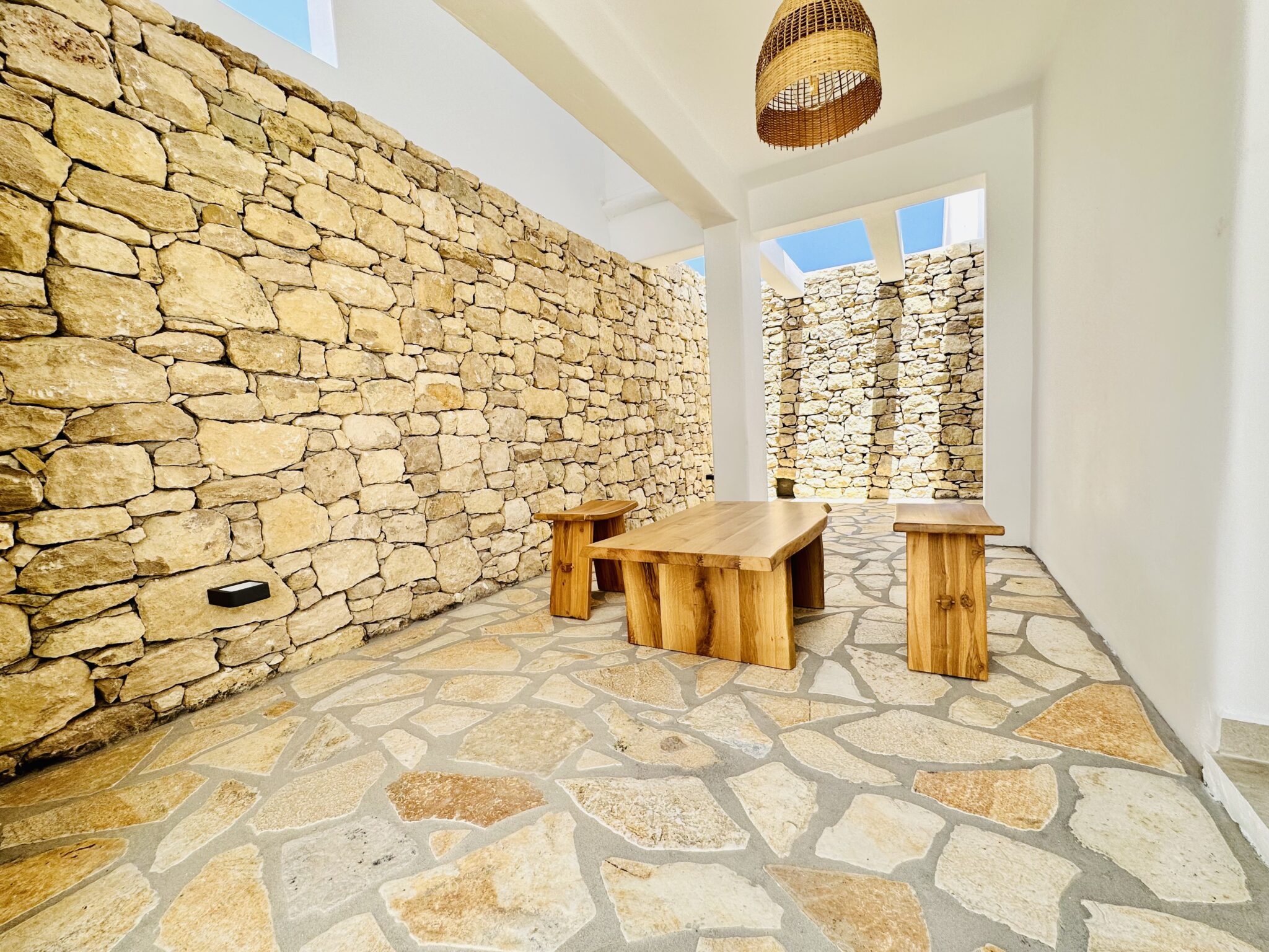 Stone dining room on the lower level